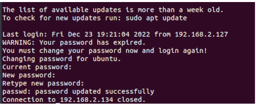 Changing password on Ubuntu server