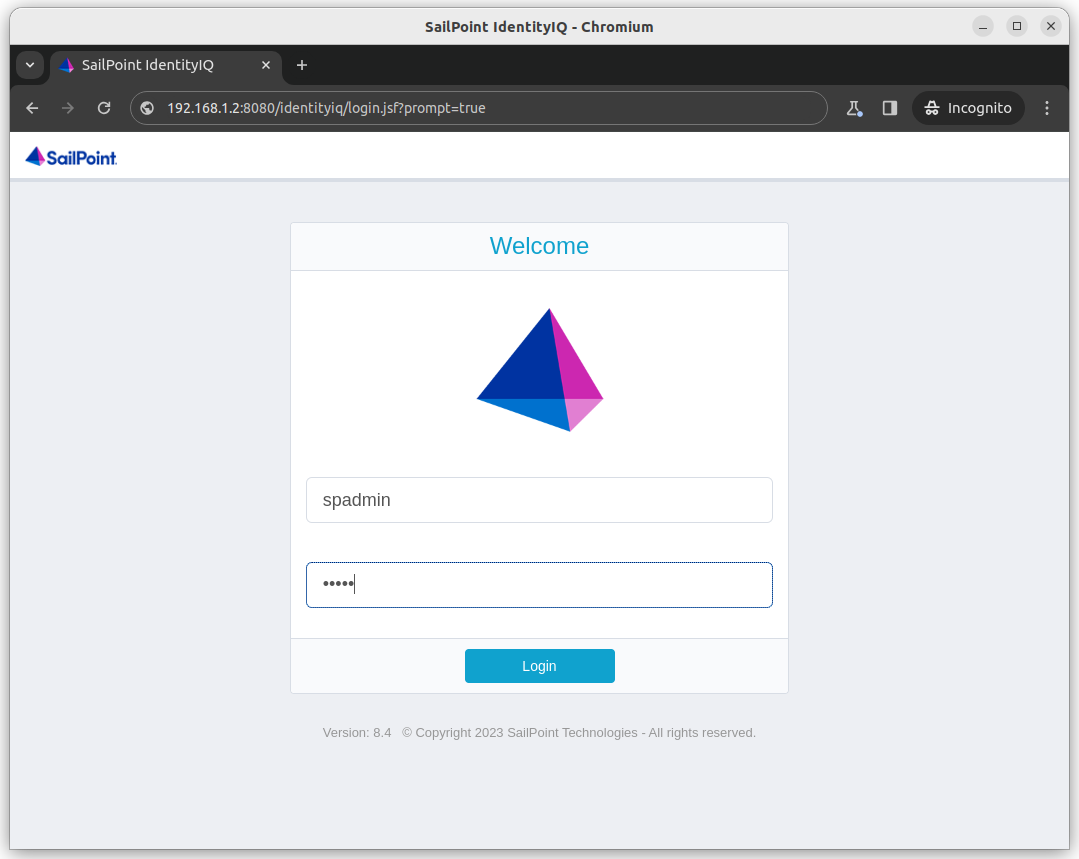 Sailpoint IIQ login page