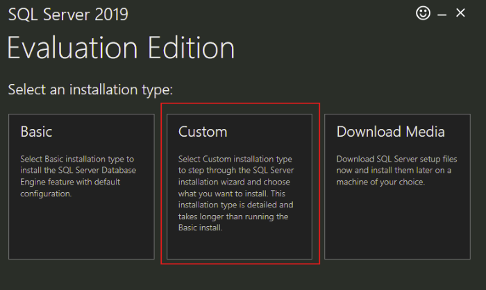 MSSQL 2019 setup step 1