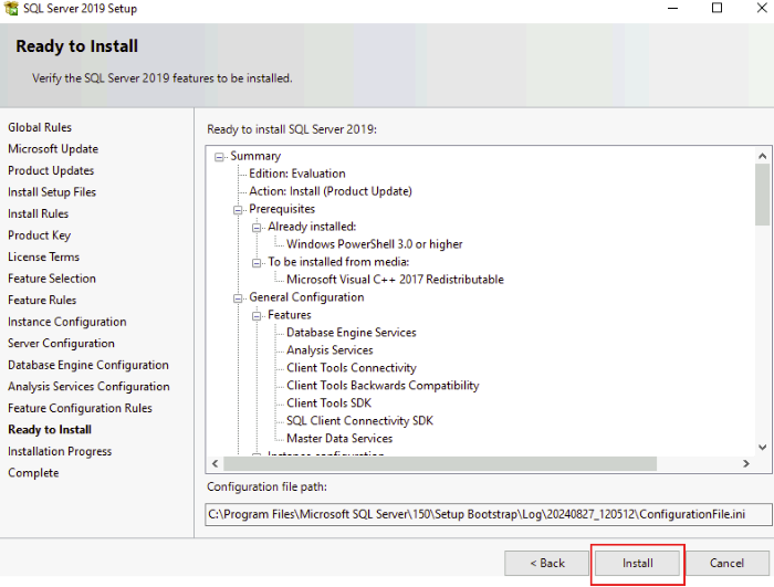 MSSQL 2019 setup step 11