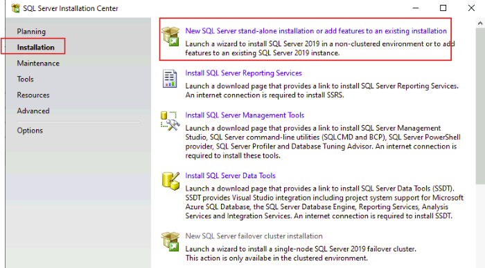 MSSQL 2019 setup step 3