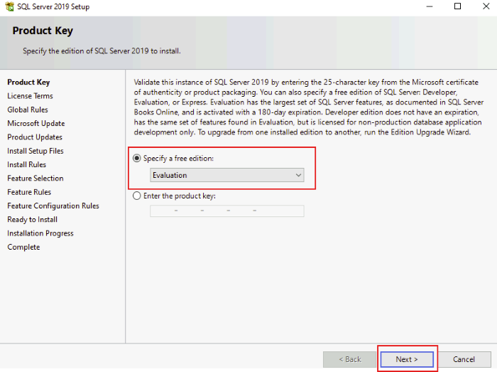 MSSQL 2019 setup step 4