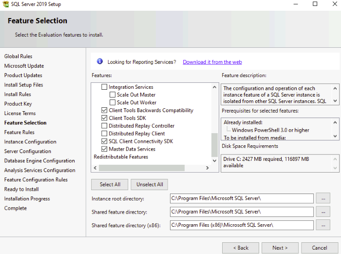 MSSQL 2019 setup step 7