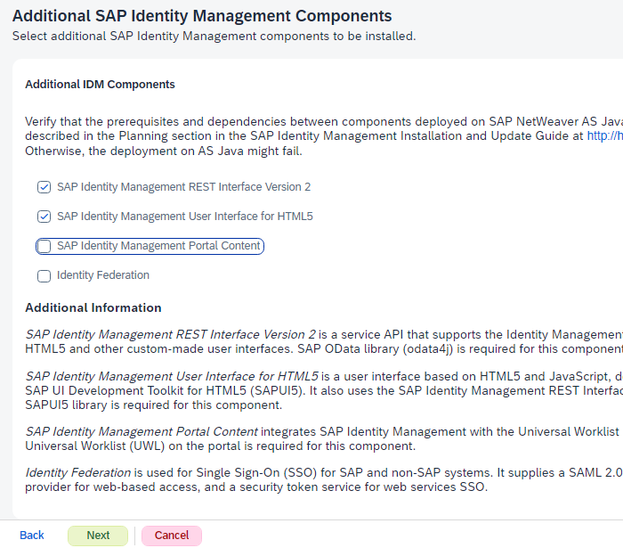 SAP IDM 8 setup step 20